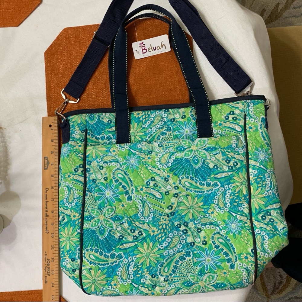 Belvah quilted diaper bag with feet NWT